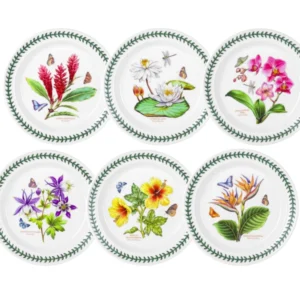 Набір столових тарілок Portmeirion Exotic Botanic Garden з різними екзотичними квітами та метеликами виготовлений в Англії