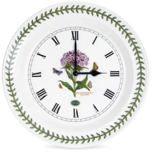 Настінний годинник Portmeirion Botanic Garden Гвоздика турецька 27см безшумний механізм лавровий вінок виготовлено в Англії