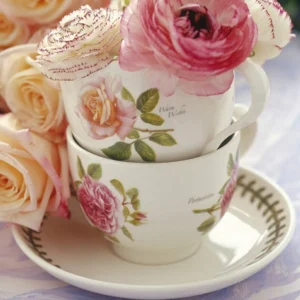 Посуд Portmeirion Botanic Roses чашки з блюдцями сортові троянди лавровий вінок якісний декор виготовлений в Англії