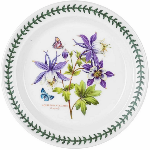 Тарілка столова Portmeirion Exotic Botanic Garden прикрашена квітами Аквілегії та метеликами 27 см виготовлена в Англії