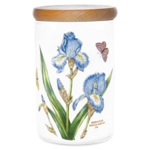 Банка Portmeirion Botanic Garden 18см квітка Ірис метелики герметична кришка з дерева стильний декор виготовлено в Англії