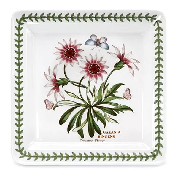 Тарілка квадратна Portmeirion Botanic Garden для закусок порцеляна 22 см квіти Газанії та метелики дизайн Англія
