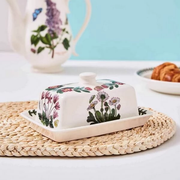 Маслянка Portmeirion Botanic Garden із зображенням квіти Маргаритки та Рододендрона з метеликами виготовлена в Англії