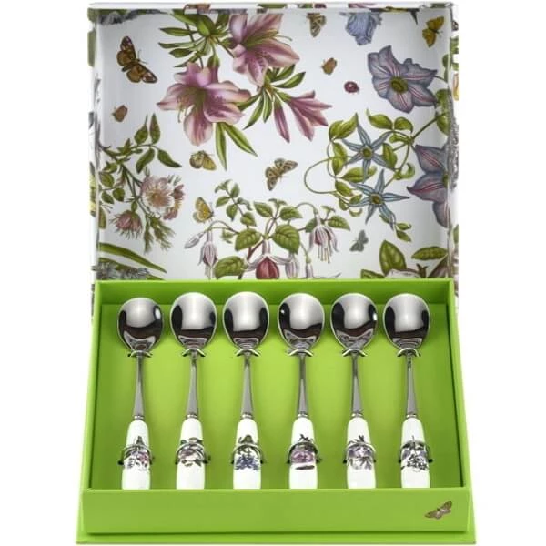 Ложки чайні Portmeirion Botanic Garden порцеляна та сталь прикрашені різними малюнками квітів та метеликів дизайн Англія