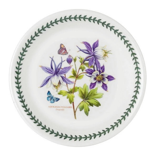 Тарілка пиріжкова Portmeirion Exotic Botanic Garden розміром 16 см із яскравим зображенням аквілегії та метеликами виготовлена в Англії