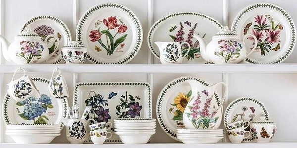 Англійський посуд Portmeirion Botanic Garden з вишуканими малюнками квітів та брендовим лавровим вінком виготовлений в Англії