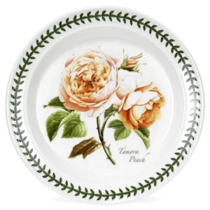 Тарілка столова Portmeirion Botanic Roses розміром 27 см із зображенням троянди вікторіанської епохи та брендовим лавровим вінком виготовлена в Англії