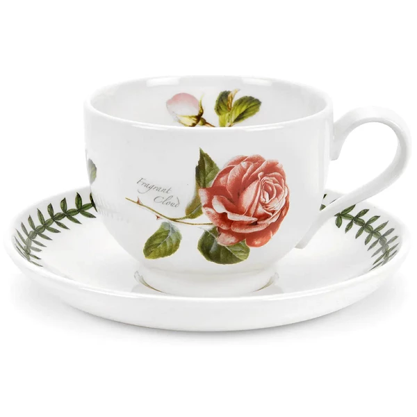 Купити чайну чашку Portmeirion Botanic Roses з блюдцем з малюнком троянди об'єм 230мл